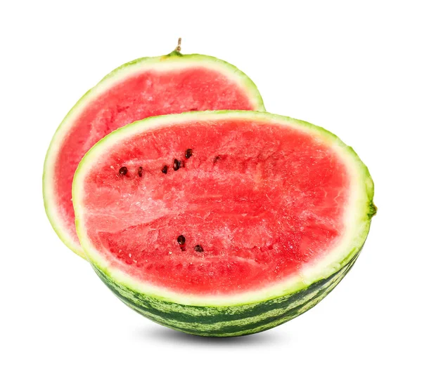 Sliced tasty watermelon on white background — ストック写真