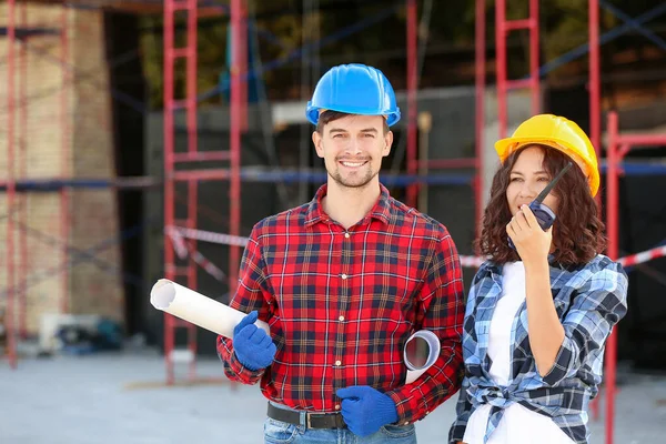 Portrait of architects in building area — Stock Photo, Image