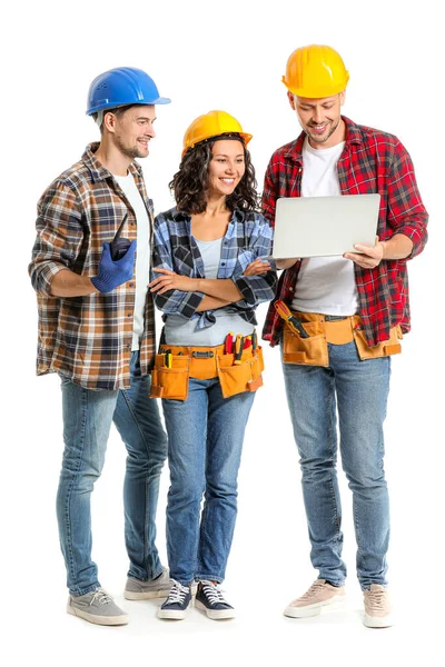 Portrait of architects on white background — Stock Photo, Image