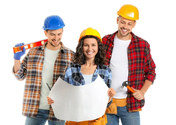 Retrato de arquitectos sobre fondo blanco — Foto de Stock