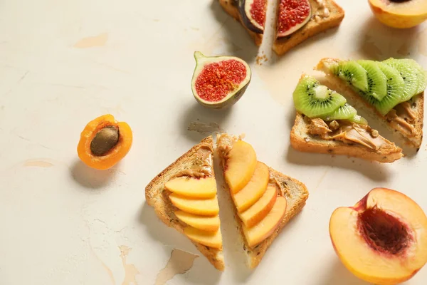 Tasty sweet sandwiches on white background — Stock Photo, Image