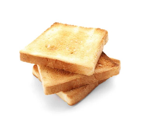 Slices of toasted bread isolated on white — Stock Photo, Image