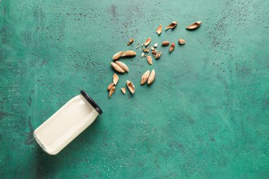 Renkli badem sütü ve fındık kavanozu