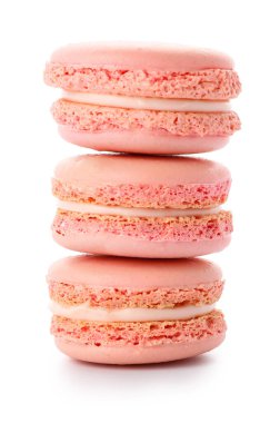 Beyaz zemin üzerine lezzetli macarons