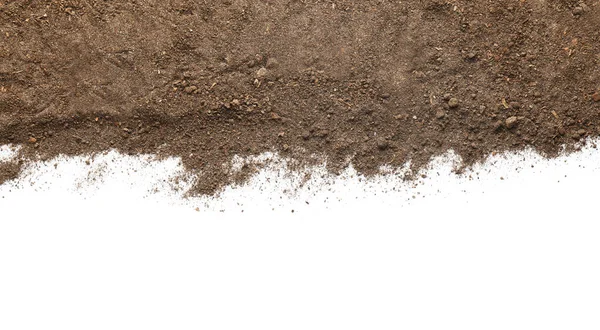 Brown soil on white background — Stock Photo, Image