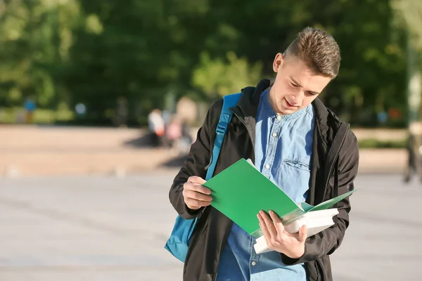 Portrait of teenage male student outdoors — Stock Photo, Image