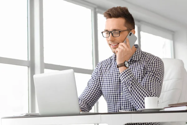 Handsome Businessman Working Office — Stock Photo, Image