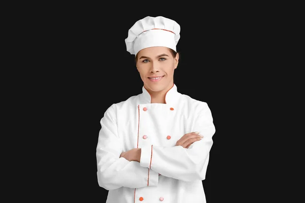 黑暗背景下的变性人厨师 — 图库照片