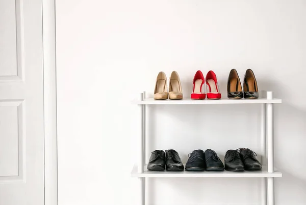 Stand Stylish Shoes Interior Modern Hall — Stock Photo, Image