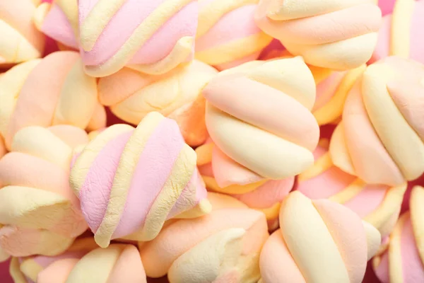 Söta Marshmallows Som Bakgrund Närbild — Stockfoto