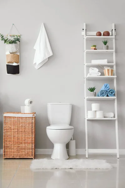 Elegante Interno Del Bagno Moderno Con — Foto Stock