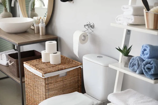 Toilet Bowl Rolls Paper Restroom — Stock Photo, Image