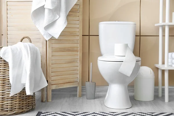 Stylish Interior Modern Bathroom Toilet Bowl — Stock Photo, Image