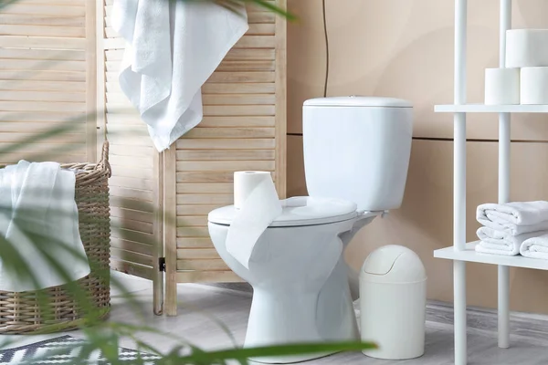 Gaya Interior Kamar Mandi Modern Dengan Mangkuk Toilet — Stok Foto