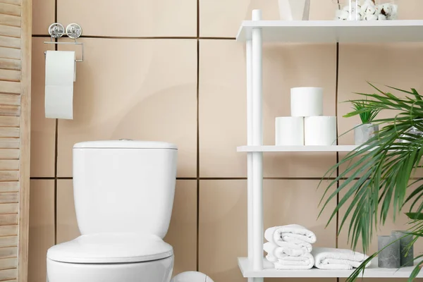 Toilettenschüssel Und Papierrollen Der Toilette — Stockfoto