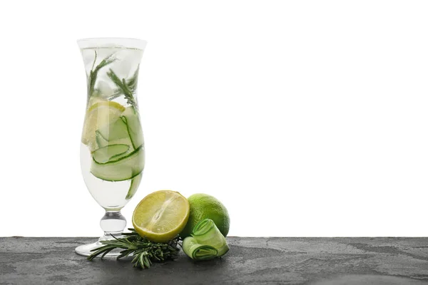 Verre Cocktail Sain Sur Table Sur Fond Blanc — Photo