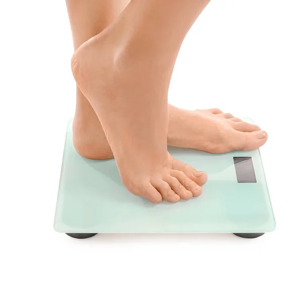 Young Woman Measuring Her Weight White Background — Stock Photo, Image