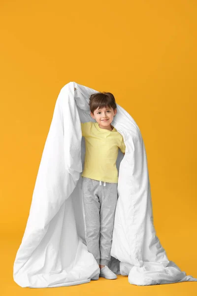 Little Boy Blanket Color Background — Stock Photo, Image