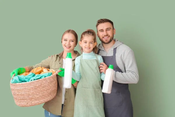 Family Laundry Color Background — Stock Photo, Image