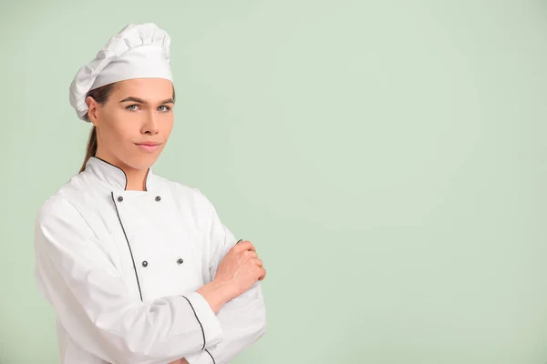 Chef Transgénero Sobre Fondo Color —  Fotos de Stock