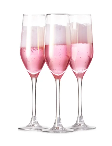 Brýle Chutné Šampaňské Bílém Pozadí — Stock fotografie