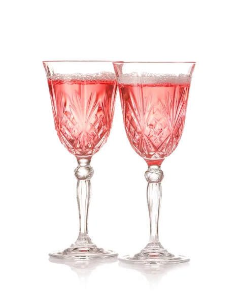 Glasses Tasty Champagne White Background — Stock Photo, Image