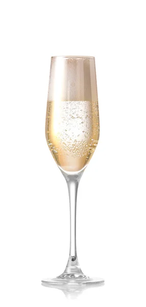 Glas Välsmakande Champagne Vit Bakgrund — Stockfoto