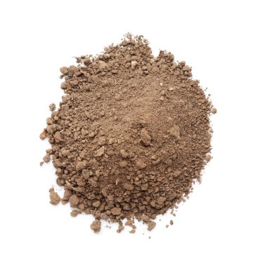 beyaz zemin üzerine toprak yığını