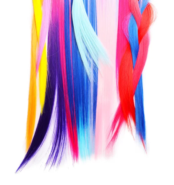 Colorful Hair Strands White Background — Stock Photo, Image