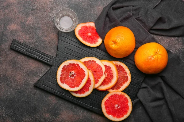 Fresh Cut Grapefruit Grey Background — Stock Photo, Image