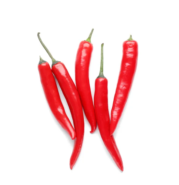 Horké Chilli Pepř Bílém Pozadí — Stock fotografie