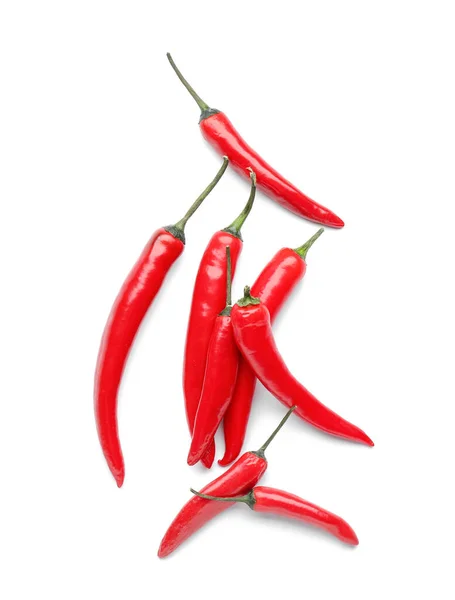 Horké Chilli Pepř Bílém Pozadí — Stock fotografie