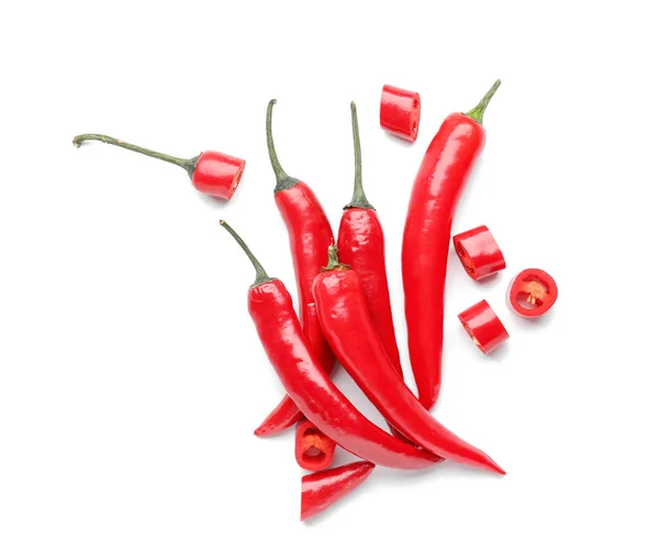 Horké Chilli Pepř Bílém Pozadí — Stock fotografie