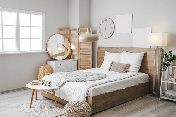 Elegante Interior Dormitorio Con Lámparas —  Fotos de Stock