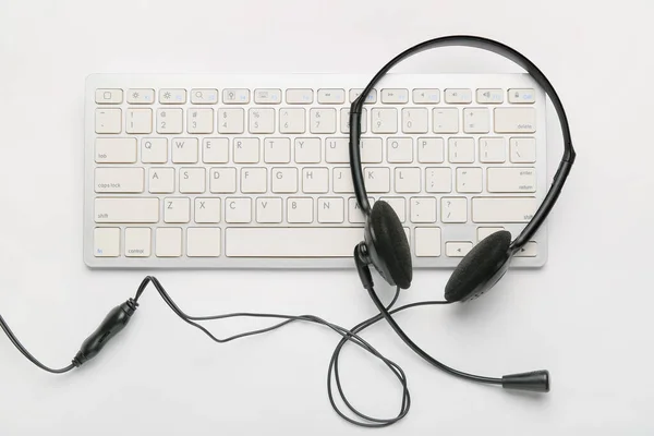 Keyboard Headset White Background — Stock Photo, Image