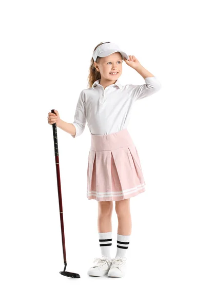 Cute Little Golfista Białym Tle — Zdjęcie stockowe