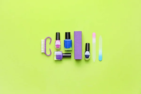 Materiały Manicure Tle Koloru — Zdjęcie stockowe