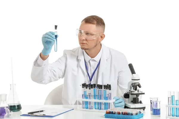 Scientist Working Samples White Background — Stock Photo, Image