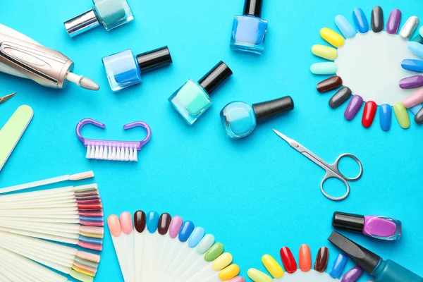 Materiały Manicure Tle Koloru — Zdjęcie stockowe