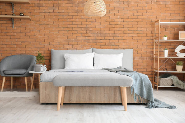 Stylish interior of modern bedroom