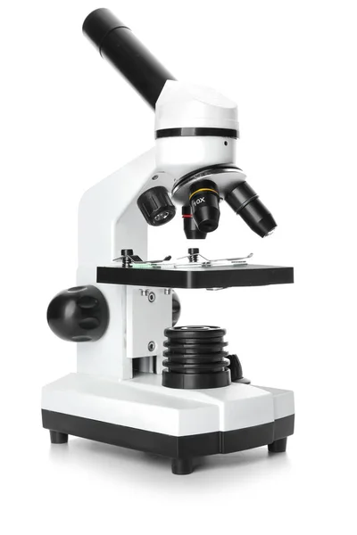 Nowoczesny Mikroskop Białym Tle — Zdjęcie stockowe