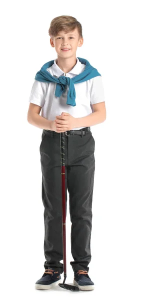 Cute Little Golf Player White Background — Stock Photo, Image