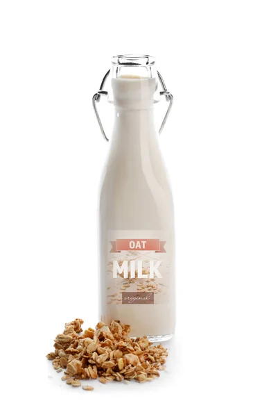 Вкусное Овсяное Молоко Белом Фоне — стоковое фото