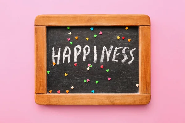 Chalkboard Word Happiness Color Background — Stock Photo, Image