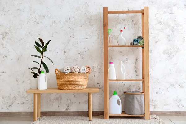 Baskets Clean Towels Detergents Laundry Room — Stock Photo, Image