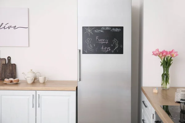 Chalkboard Porta Refrigerador Cozinha — Fotografia de Stock