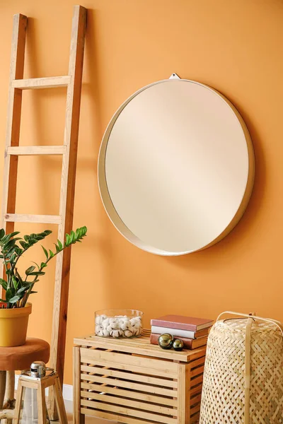 Interior Quarto Moderno Com Espelho — Fotografia de Stock