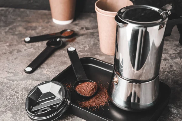 Composition Hot Coffee Table — Stock Photo, Image