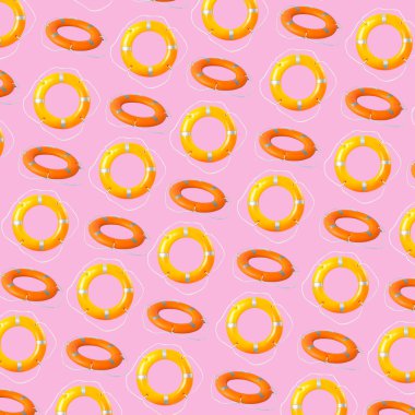 Renk arkaplanında birçok can simidi halkaları