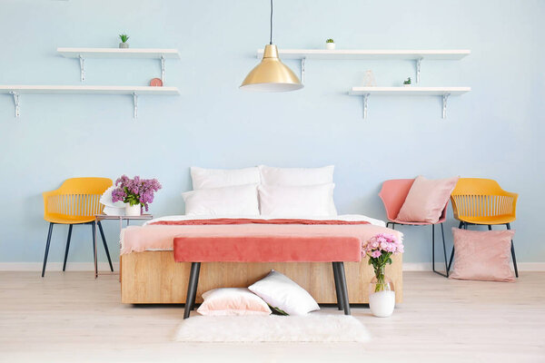 Stylish interior of modern bedroom